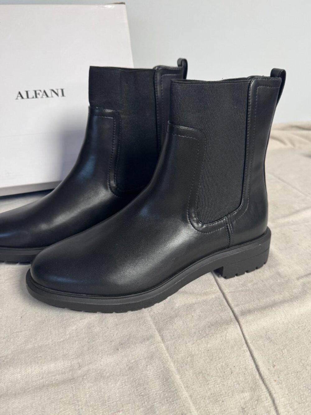 NIB Alfani Womens Tackomap Black Pull On Round Toe Ankle Boots Booties | 9.5 M